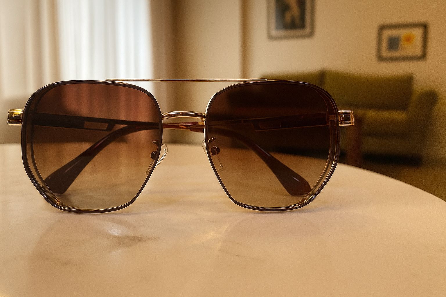  Meeran polo sunglasses with brown gradient lenses and a black/brown frame, featuring UV protection